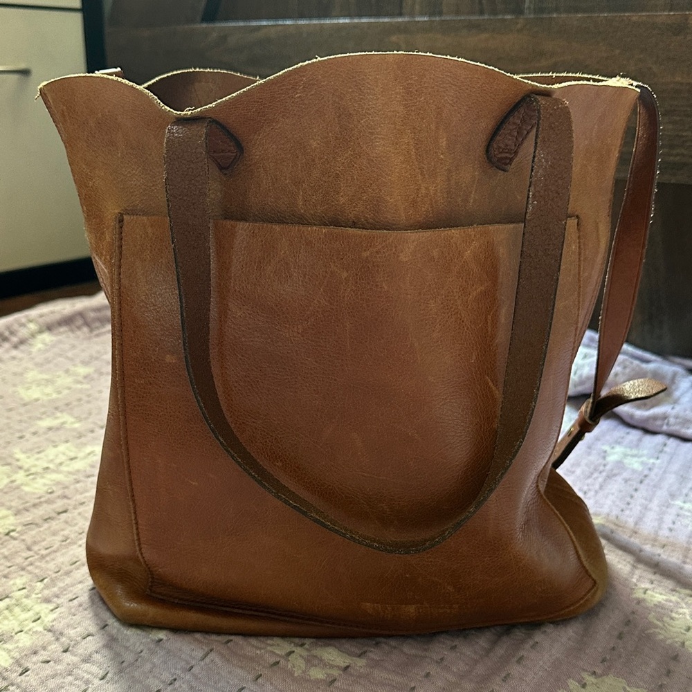 Madewell Brown Leather Tote Bag with crossbody strap